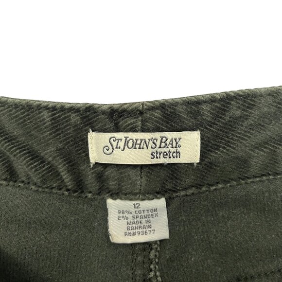 St. John's Bay Corduroy Pants Olive Green Straight Leg Women's 12 Cozy Classic - Picture 3 of 15